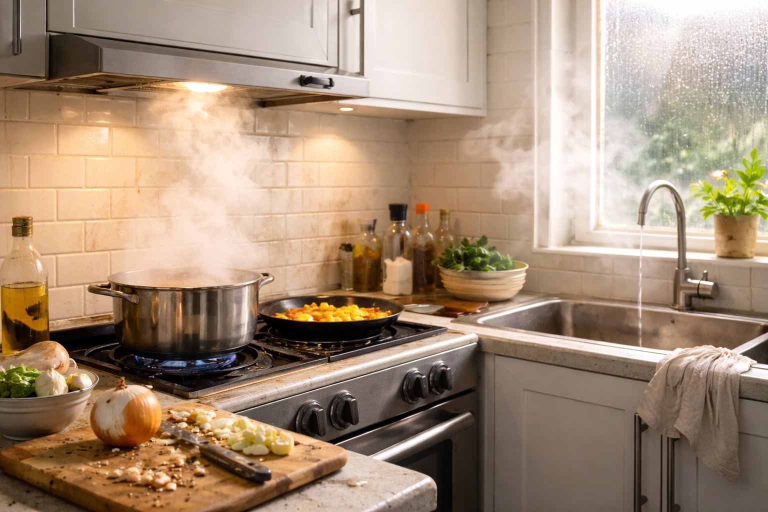 Khu vực bếp chịu nhiệt độ ẩm cao